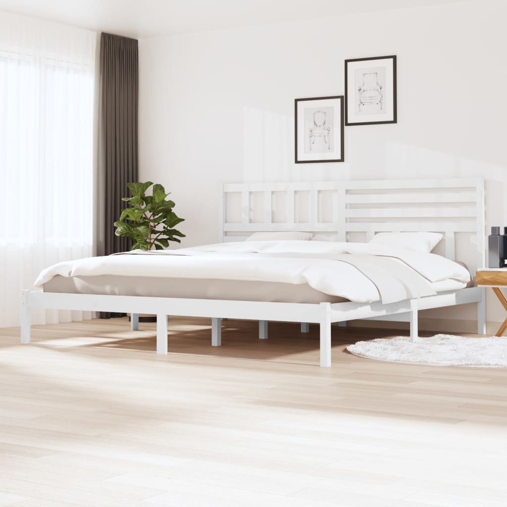 sengeramme 200x200 cm massivt fyrretræ hvid