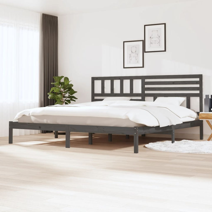 sengeramme 200x200 cm massivt fyrretræ grå