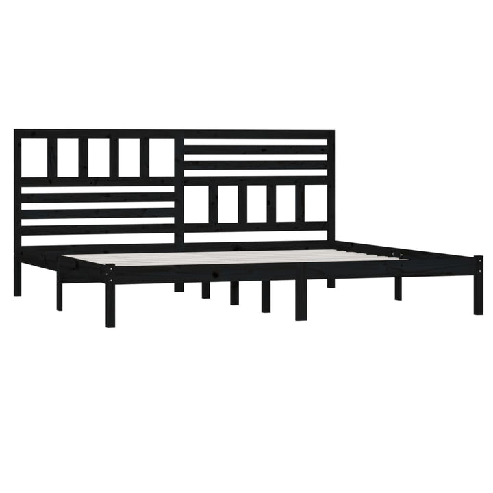 sengeramme 200x200 cm massivt fyrretræ sort