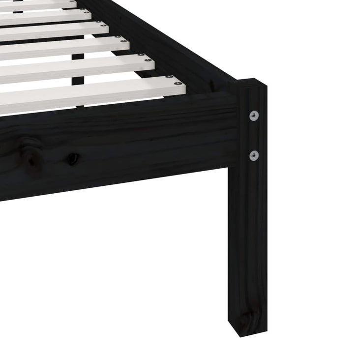 sengeramme 200x200 cm massivt fyrretræ sort