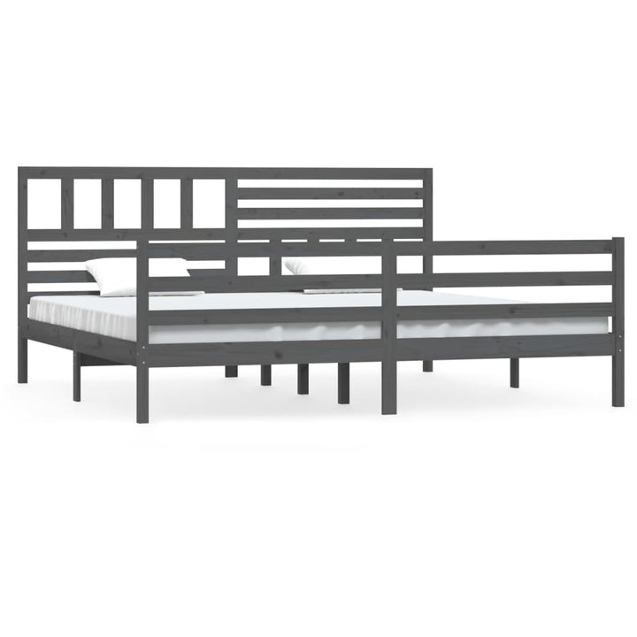 sengeramme 200x200 cm massivt træ grå