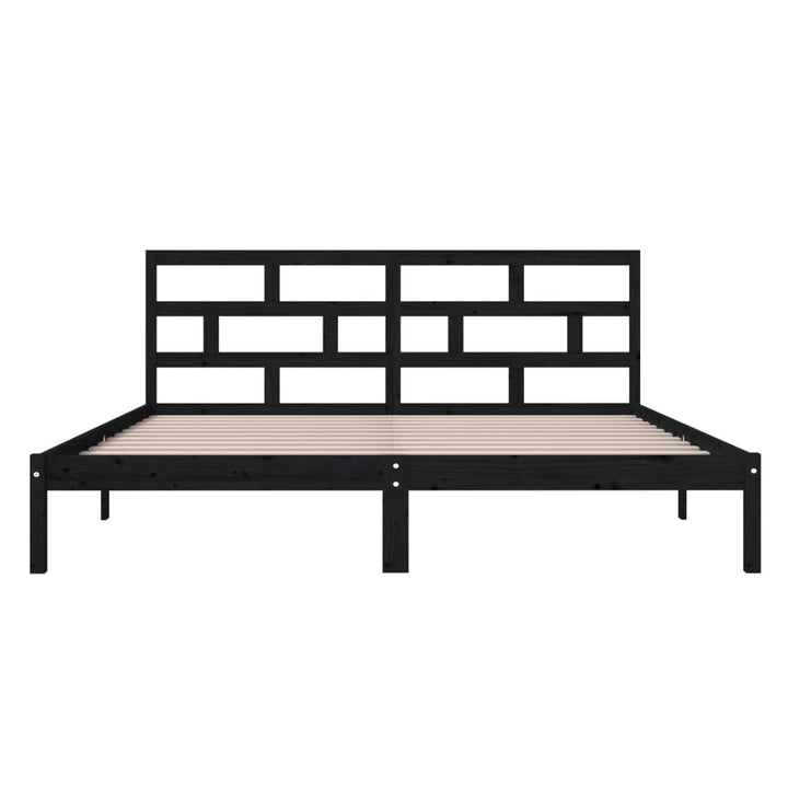 sengeramme 135x190 cm dobbelt massivt træ sort