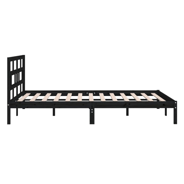 sengeramme 135x190 cm dobbelt massivt træ sort