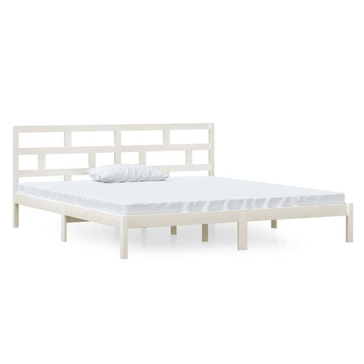 sengeramme 140x190 cm massivt fyrretræ hvid