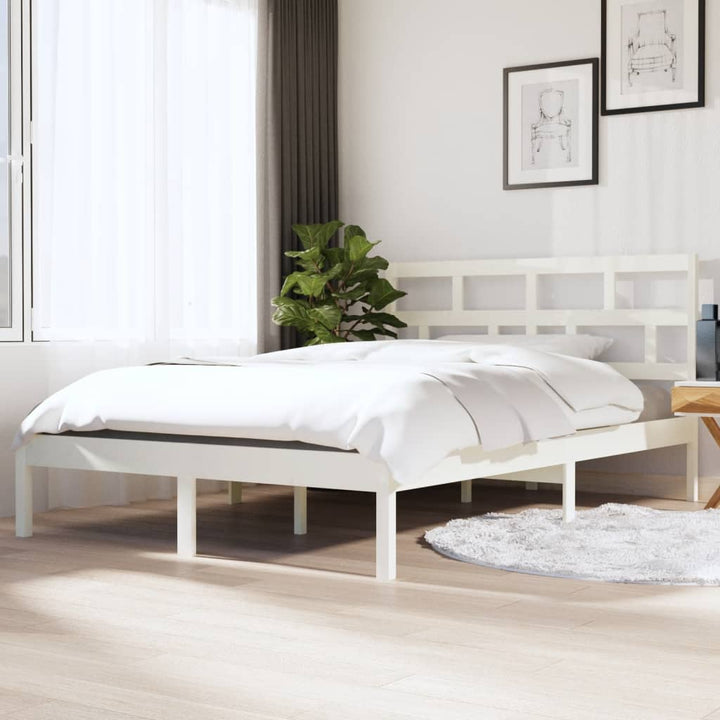 sengeramme 140x190 cm massivt fyrretræ hvid