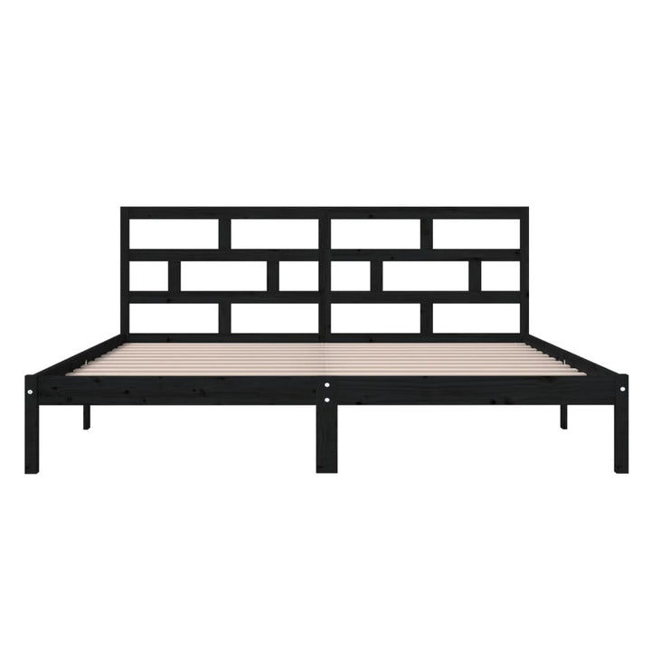 sengeramme 140x190 cm massivt fyrretræ sort