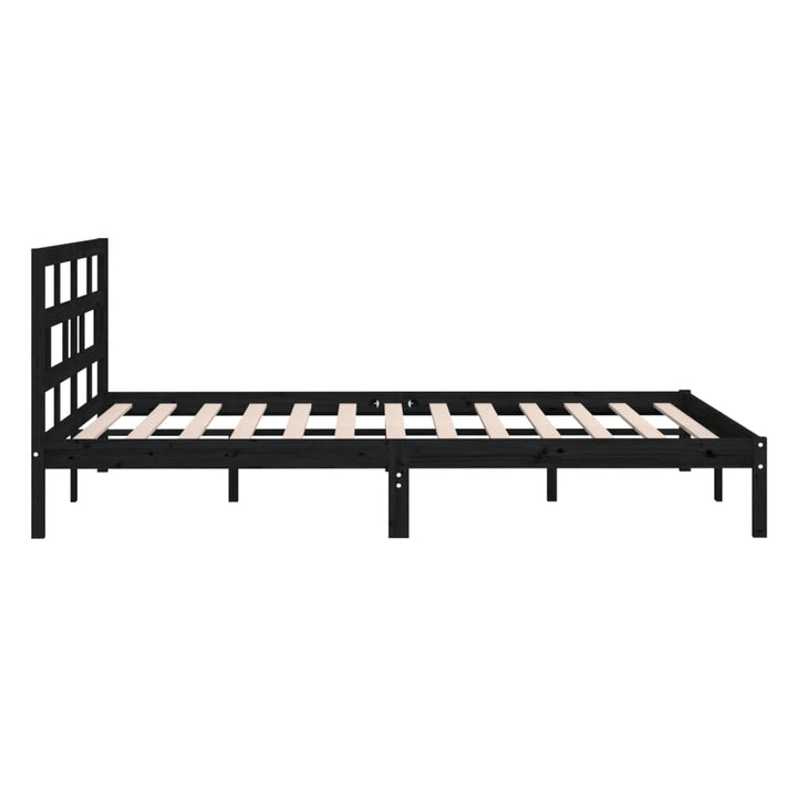 sengeramme 140x190 cm massivt fyrretræ sort