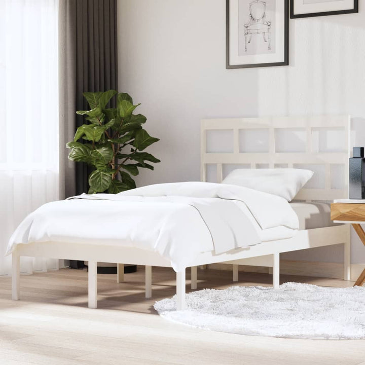 sengeramme 120x200 cm massivt fyrretræ hvid
