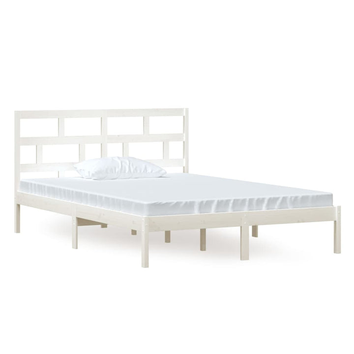 sengeramme 140x200 cm massivt fyrretræ hvid
