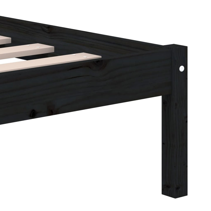 sengeramme 150x200 cm King Size massivt træ sort