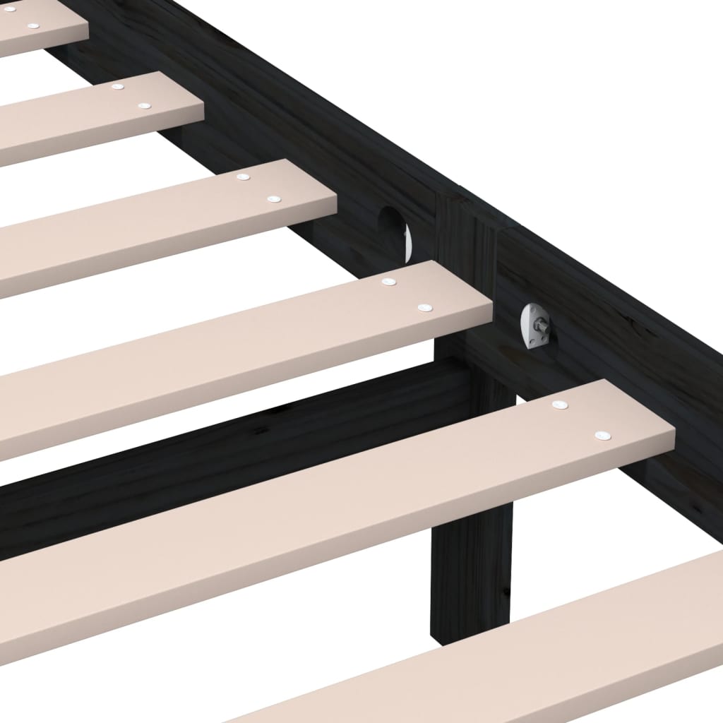 sengeramme 150x200 cm King Size massivt træ sort