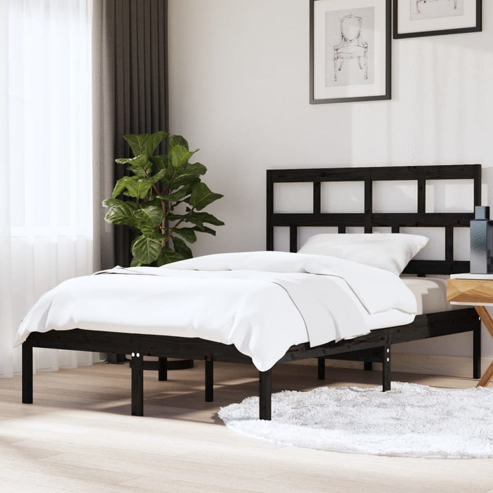 sengeramme 150x200 cm King Size massivt træ sort