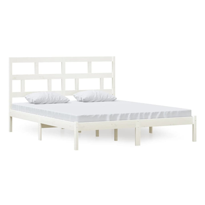 sengeramme 160x200 cm King Size massivt træ hvid