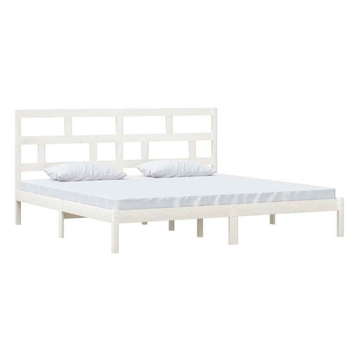 sengeramme 200x200 cm massivt fyrretræ hvid