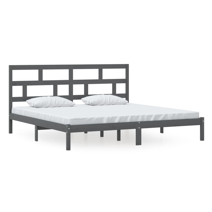 sengeramme 200x200 cm massivt fyrretræ grå