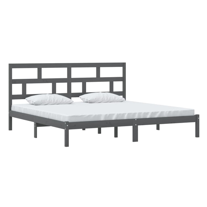 sengeramme 200x200 cm massivt fyrretræ grå