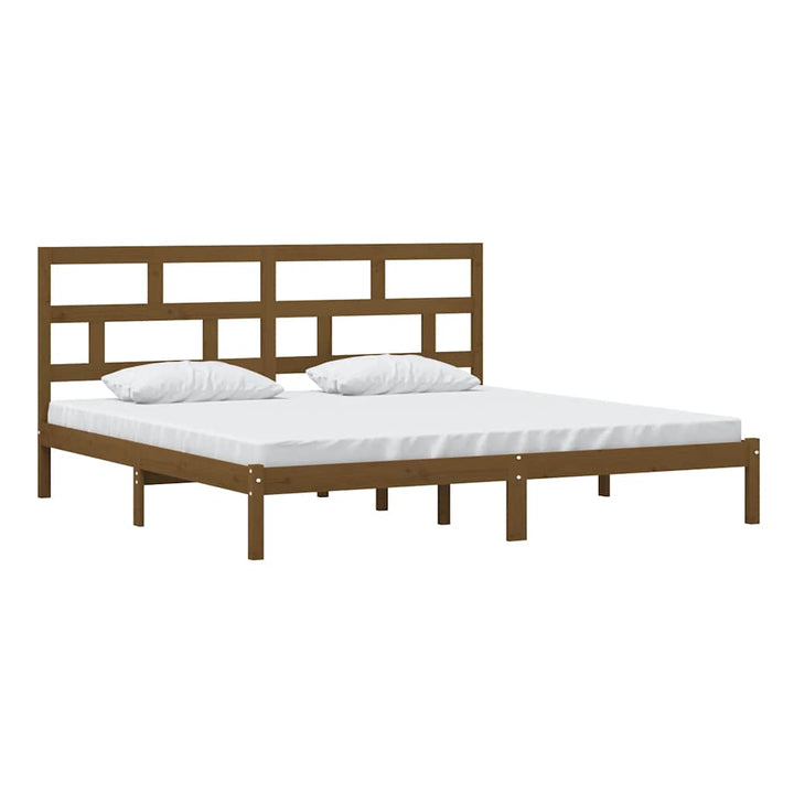 sengeramme 200x200 cm massivt fyrretræ gyldenbrun