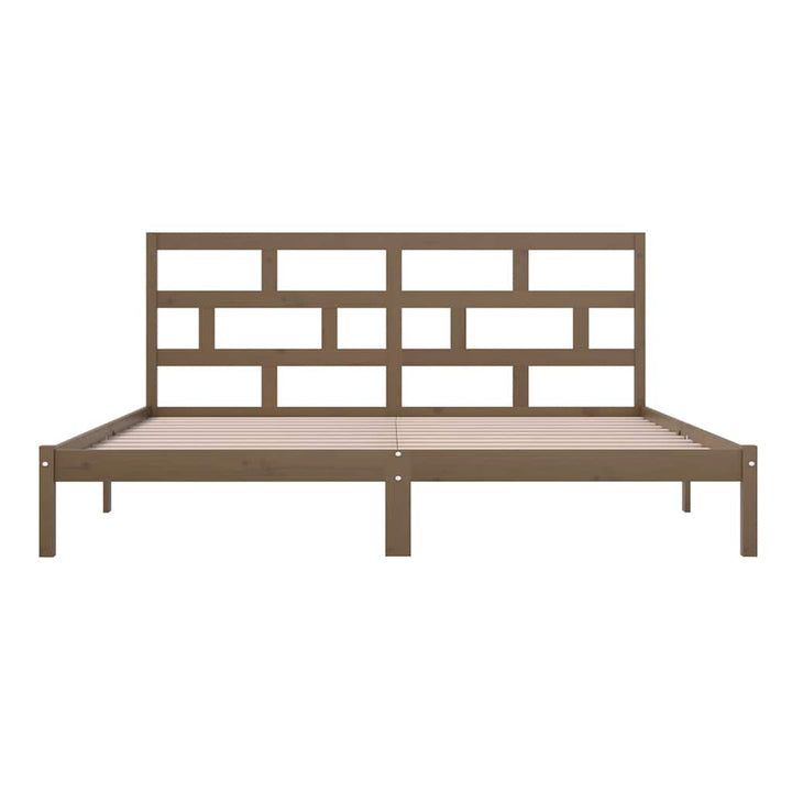 sengeramme 200x200 cm massivt fyrretræ gyldenbrun