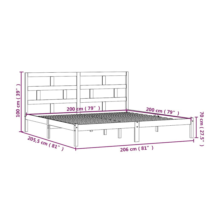 sengeramme 200x200 cm massivt fyrretræ gyldenbrun