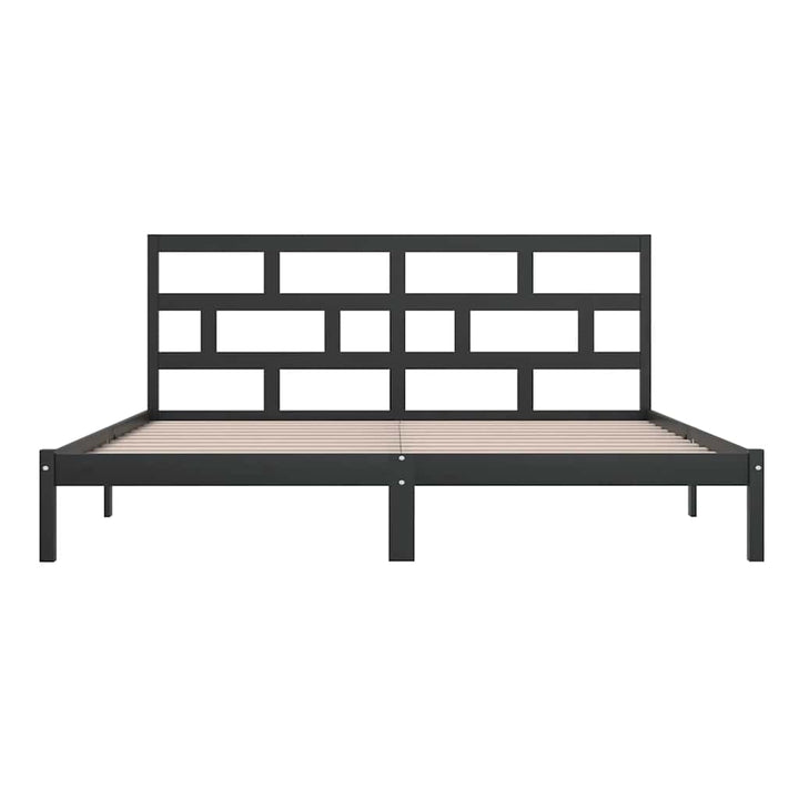 sengeramme 200x200 cm massivt fyrretræ sort
