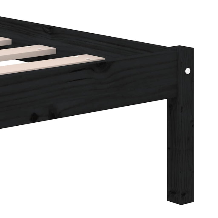 sengeramme 200x200 cm massivt fyrretræ sort