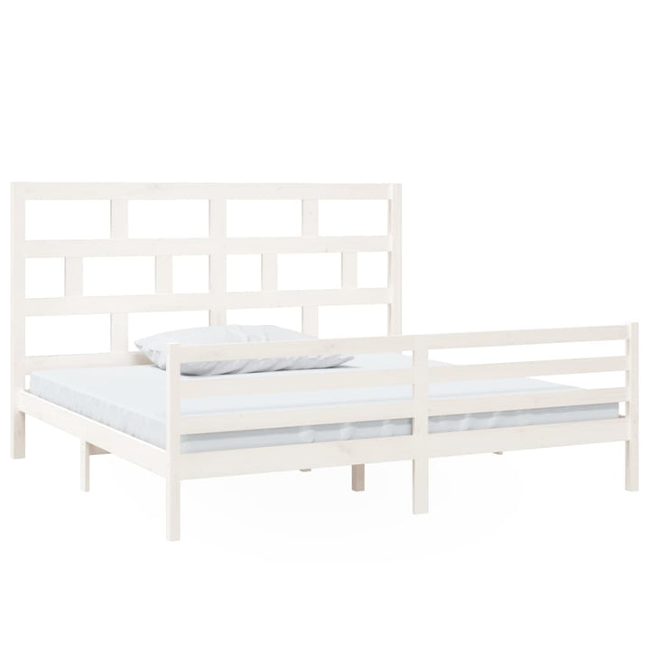 sengeramme 200x200 cm massivt fyrretræ hvid