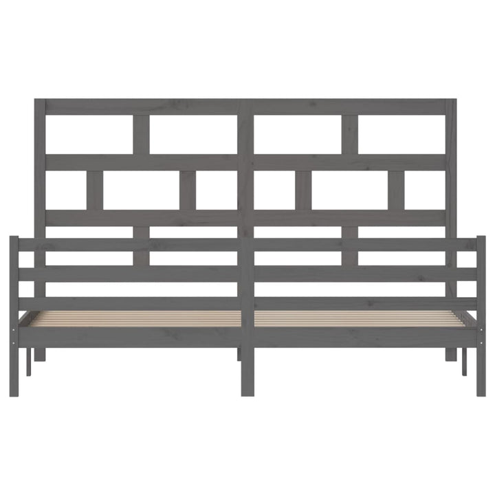 sengeramme 200x200 cm massivt fyrretræ grå