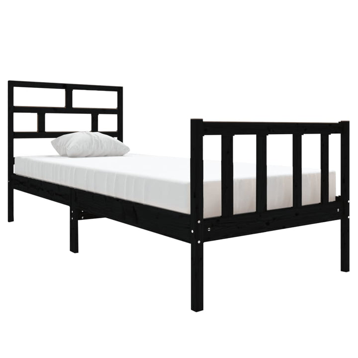 sengeramme 75x190 cm Small Single massivt fyrretræ sort