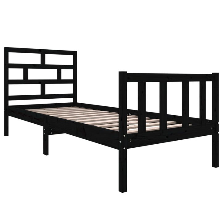 sengeramme 75x190 cm Small Single massivt fyrretræ sort