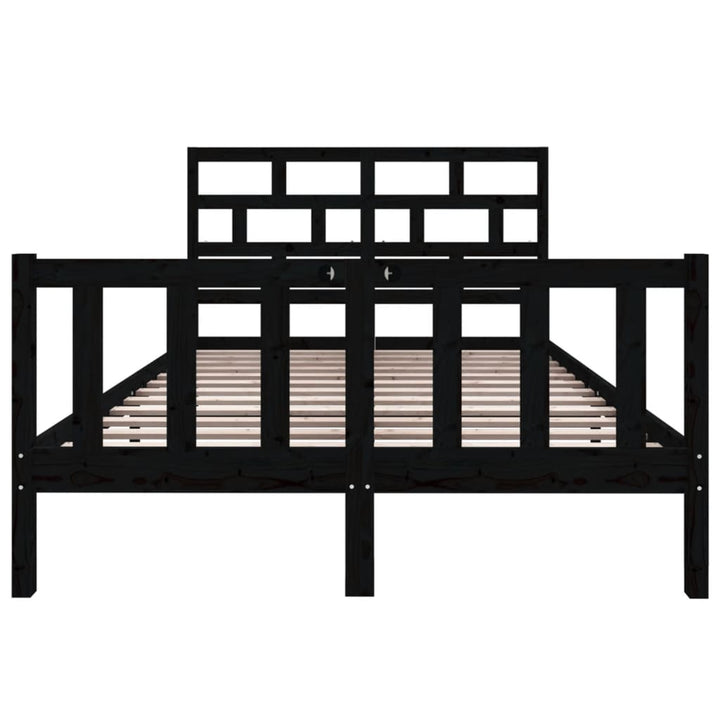 sengeramme 135x190 cm Double massivt fyrretræ sort