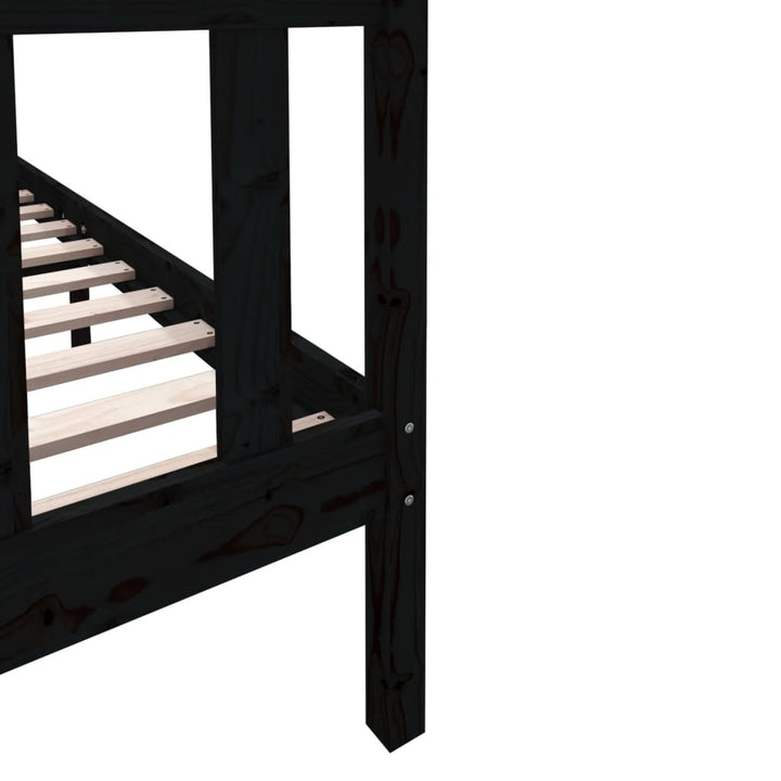 sengeramme 135x190 cm Double massivt fyrretræ sort