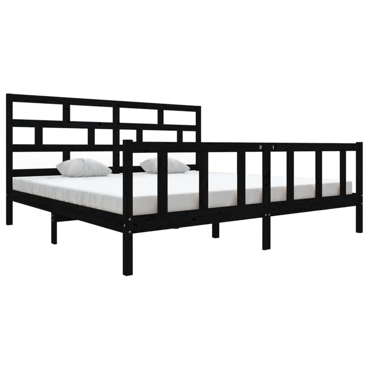 sengeramme 200x200 cm massivt fyrretræ sort