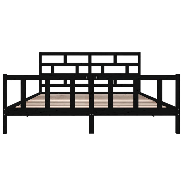 sengeramme 200x200 cm massivt fyrretræ sort