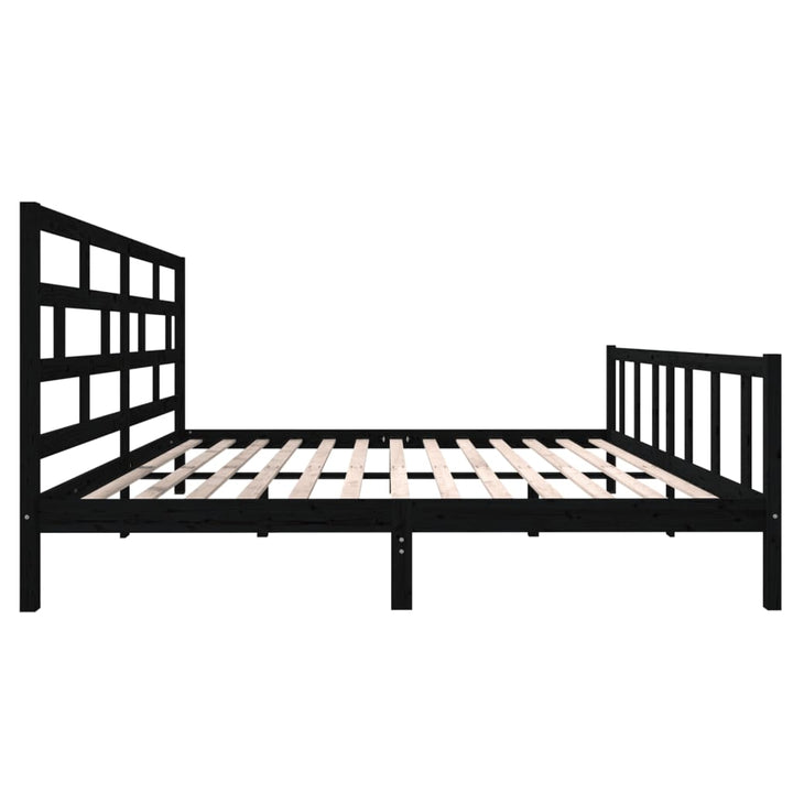sengeramme 200x200 cm massivt fyrretræ sort