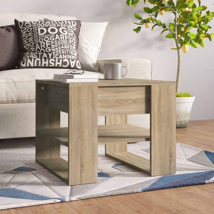 sofabord 55,5x55x45 cm konstrueret træ sonoma-eg