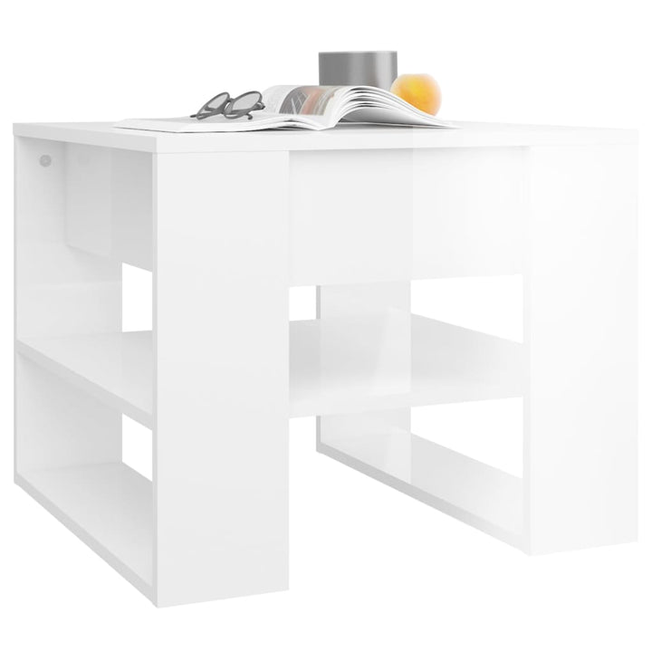 sofabord 55,5x55x45 cm konstrueret træ hvid højglans