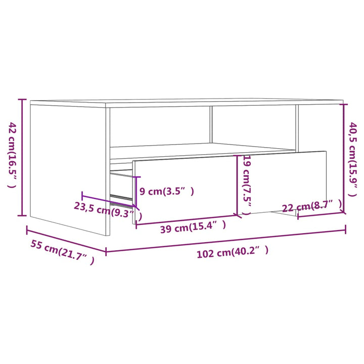 sofabord 102x55x42 cm konstrueret træ sonoma-eg