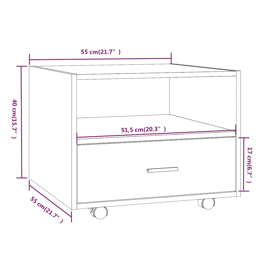 sofabord 55x55x40 cm konstrueret træ hvid