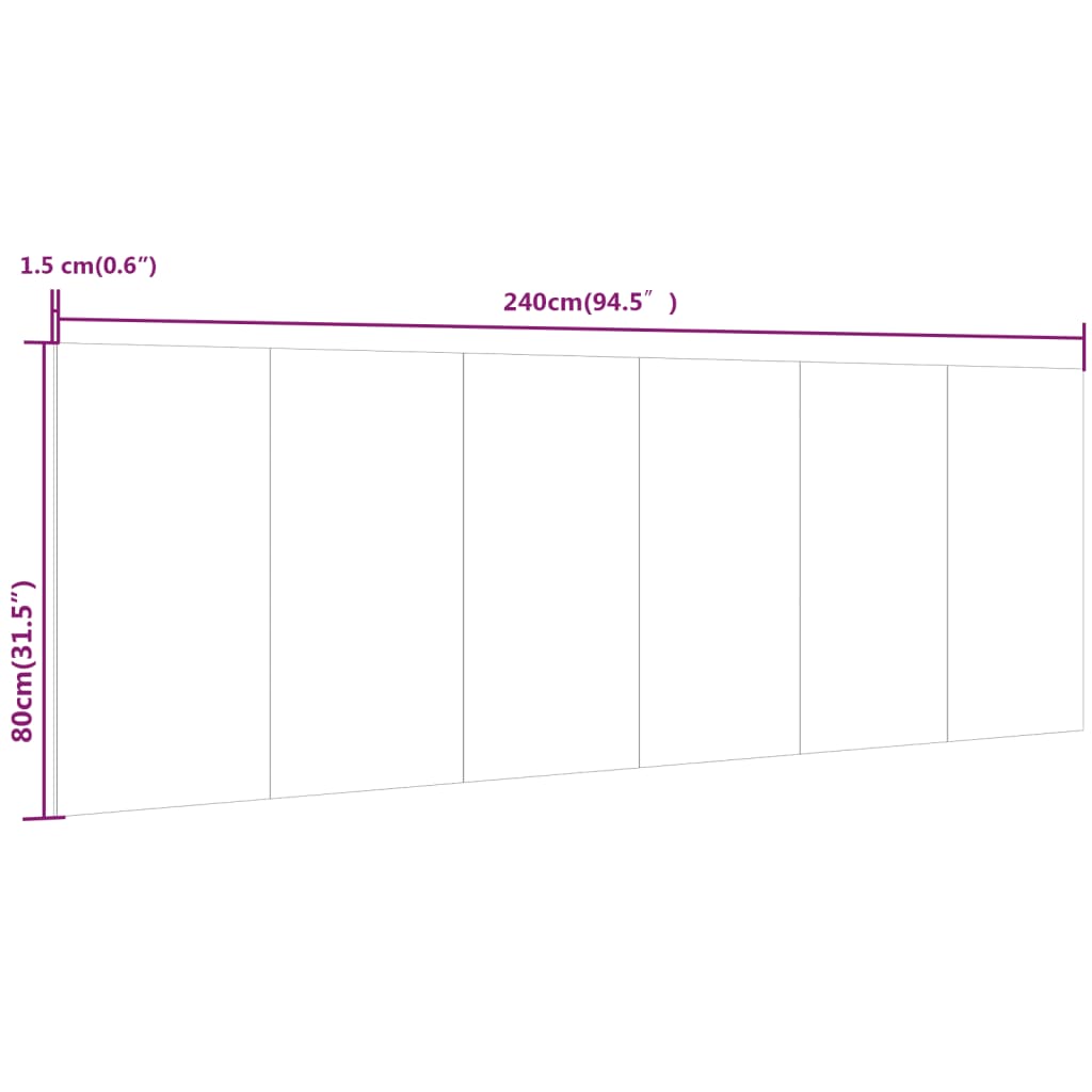 væghængt sengegærde 240x1,5x80 cm konstrueret træ hvid