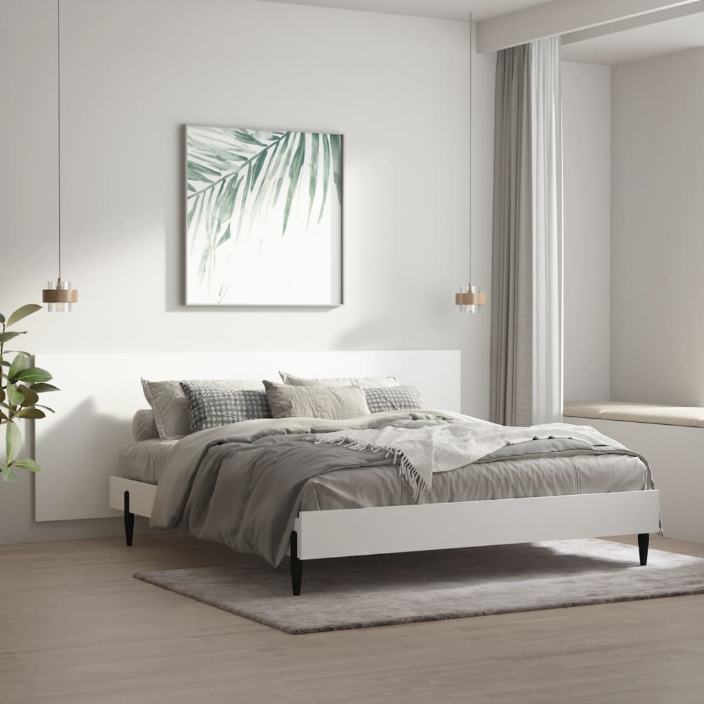 væghængt sengegærde 240x1,5x80 cm konstrueret træ hvid