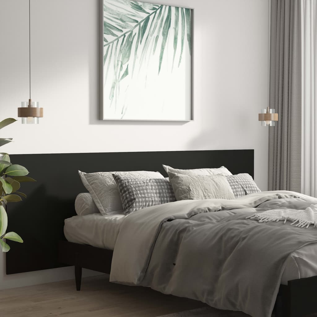 væghængt sengegærde 240x1,5x80 cm konstrueret træ sort
