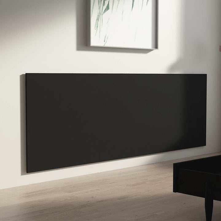 væghængt sengegærde 240x1,5x80 cm konstrueret træ sort