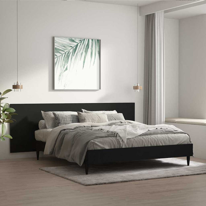væghængt sengegærde 240x1,5x80 cm konstrueret træ sort