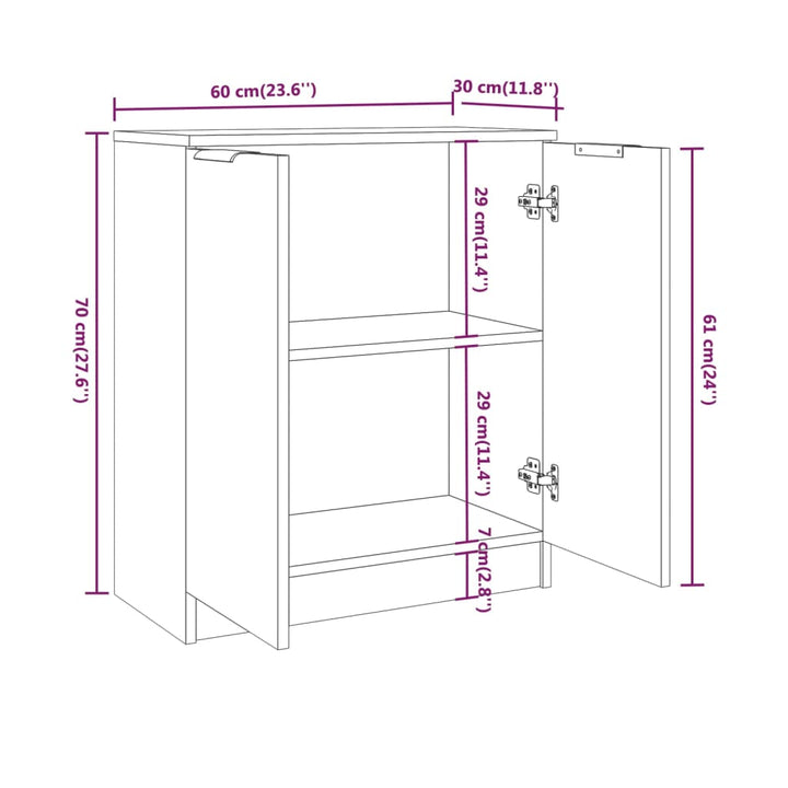 skænk 60x30x70 cm konstrueret træ hvid