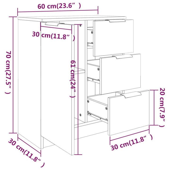 skænk 60x30x70 cm konstrueret træ hvid