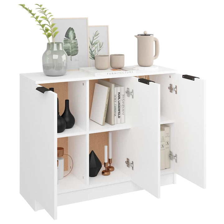 skænk 90,5x30x70 cm konstrueret træ hvid