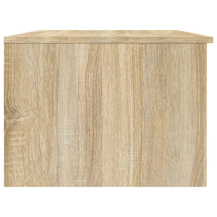 sofabord 102x50x36 cm konstrueret træ hvid og sonoma-eg