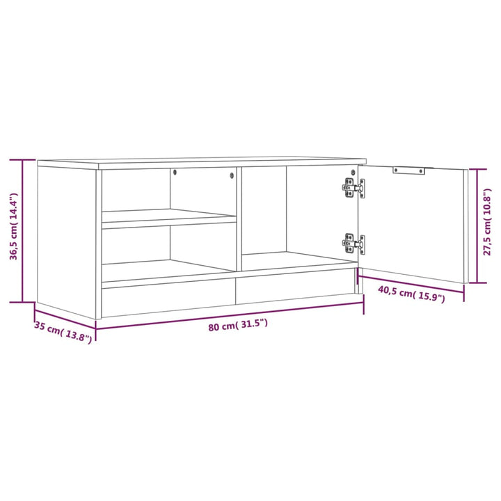 tv-bord 80x35x36,5 cm konstrueret træ betongrå
