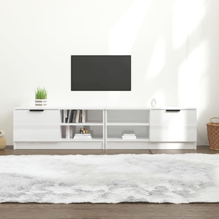 tv-borde 2 stk. 80x35x36,5 cm konstrueret træ hvid højglans