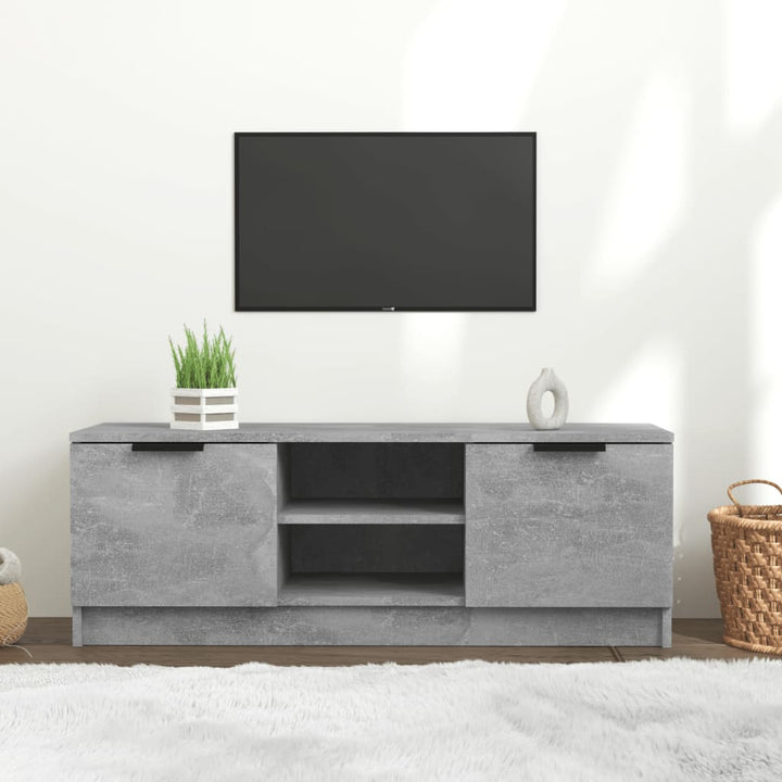 tv-bord 102x35x36,5 cm konstrueret træ betongrå